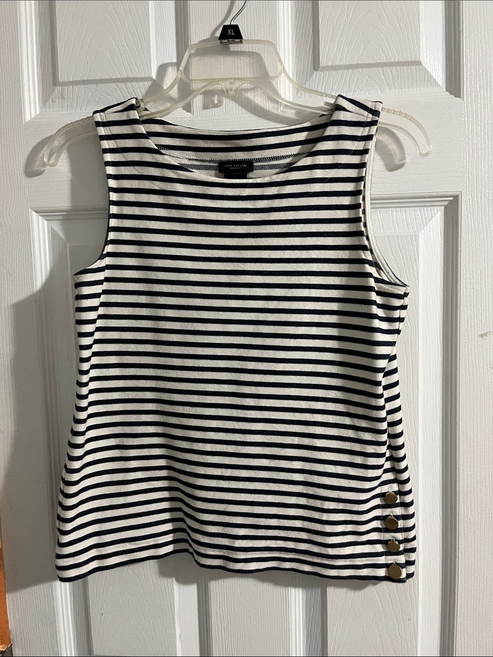 Ann Taylor Blue and White Striped Tank